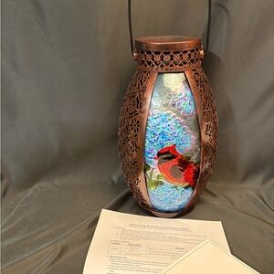 Barbara King 19.5" Illuminated Botanical Press Glass Lantern Butterfly & Flowers